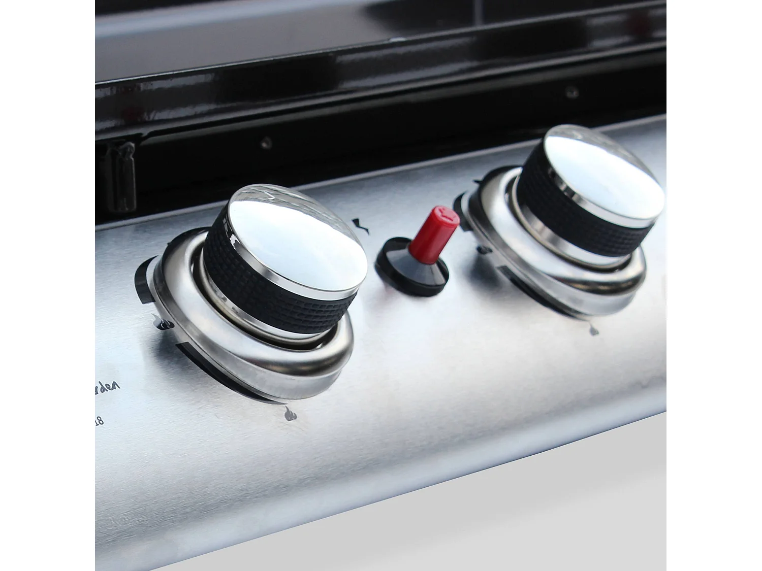 Griglia a gas a 4 fuochi in acciaio inox da 10 kw con carrello, nero