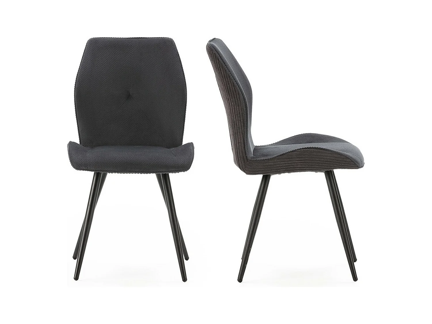 Lot de 2 chaises en velours côtelé noir - Lykke