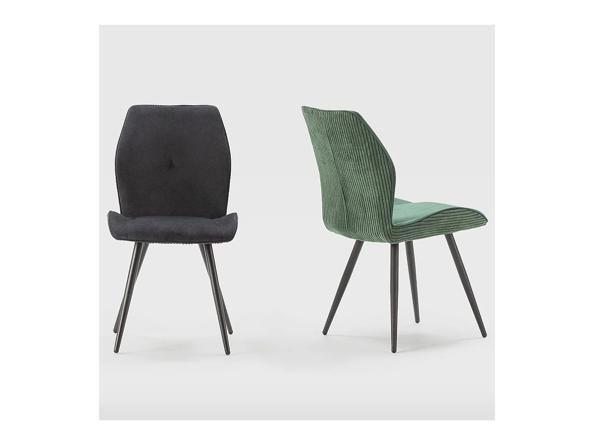 Lot de 2 chaises en velours côtelé noir - Lykke