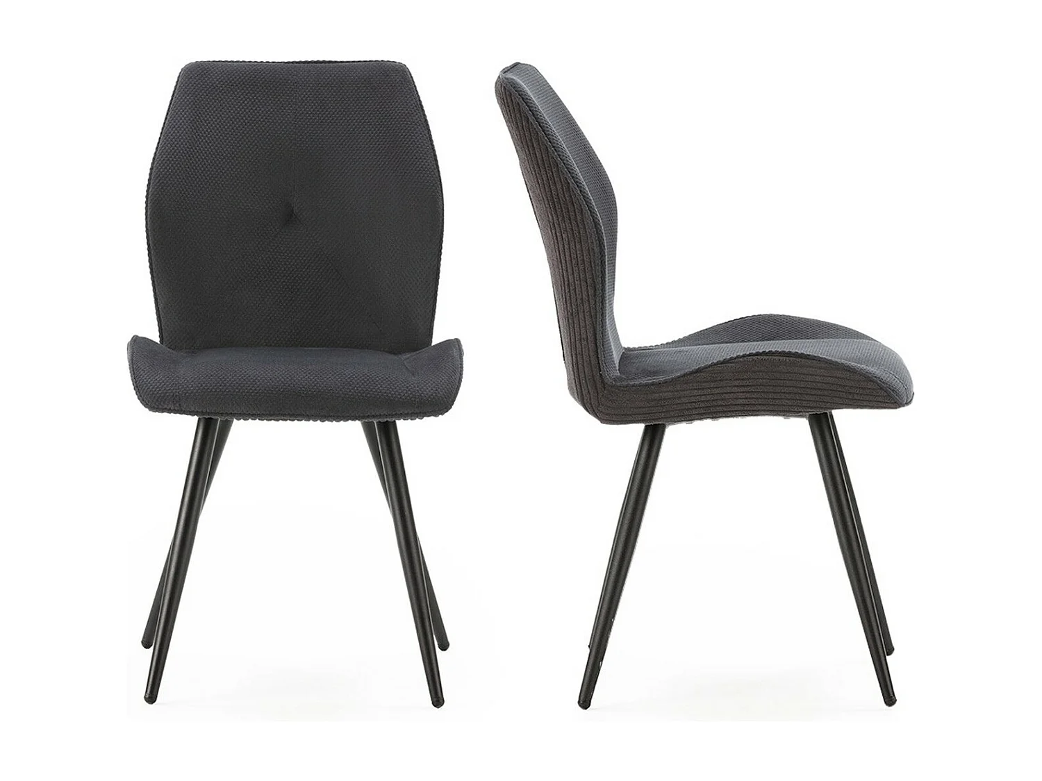Lot de 2 chaises en velours côtelé noir - Lykke