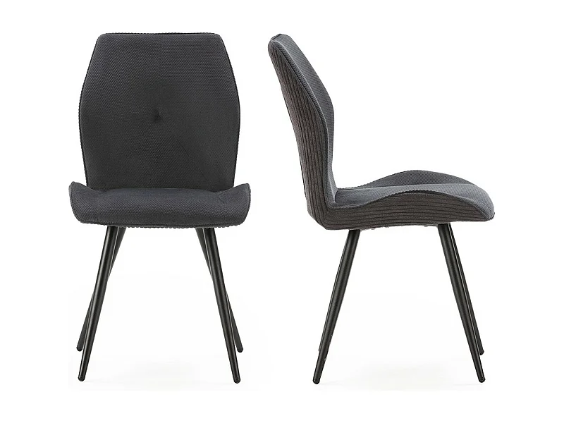 Lot de 2 chaises en velours côtelé noir - Lykke