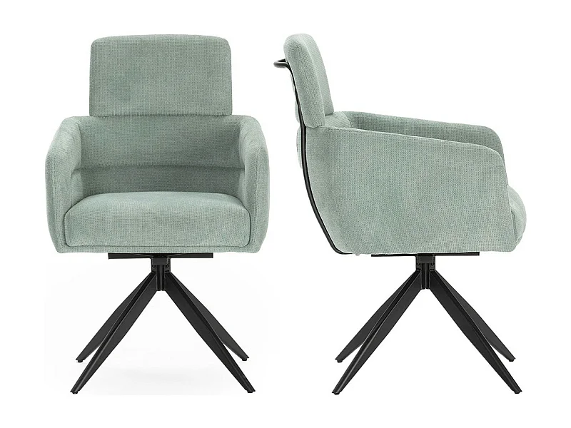 Lot de 2 fauteuils de table pivotants en tissu bleu turquoise - Alvar