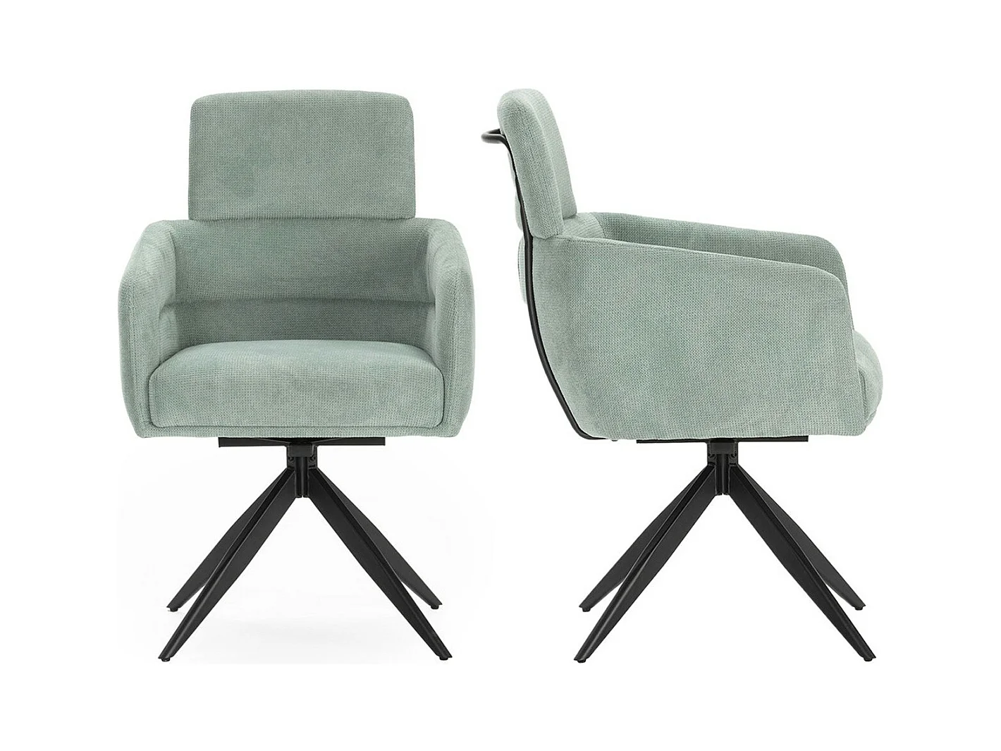 Lot de 2 fauteuils de table pivotants en tissu bleu turquoise - Alvar