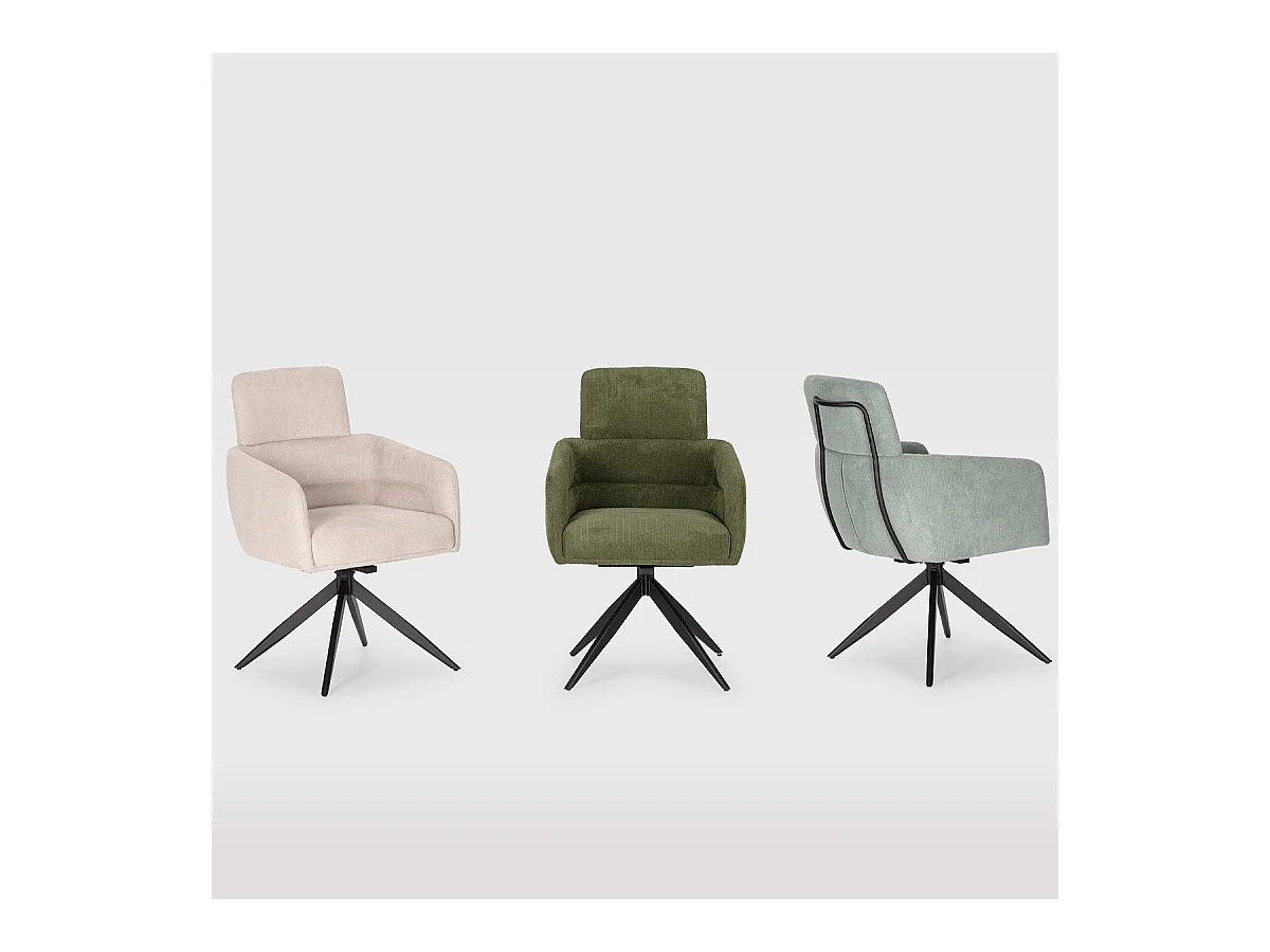 Lot de 2 fauteuils de table pivotants en tissu bleu turquoise - Alvar