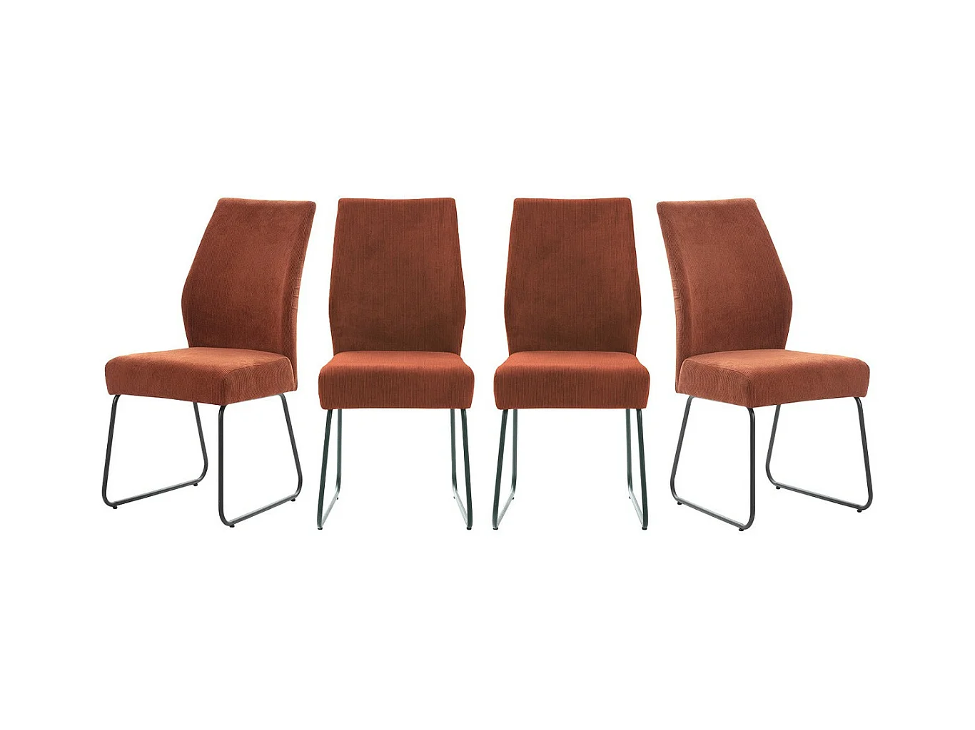 Lot de 4 chaises en velours côtelé rouille - Stuga