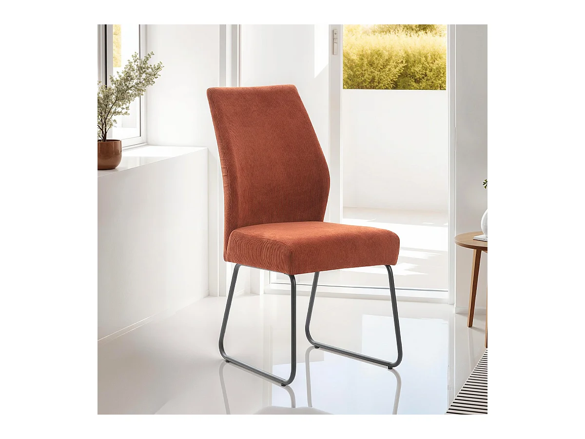 Lot de 4 chaises en velours côtelé rouille - Stuga