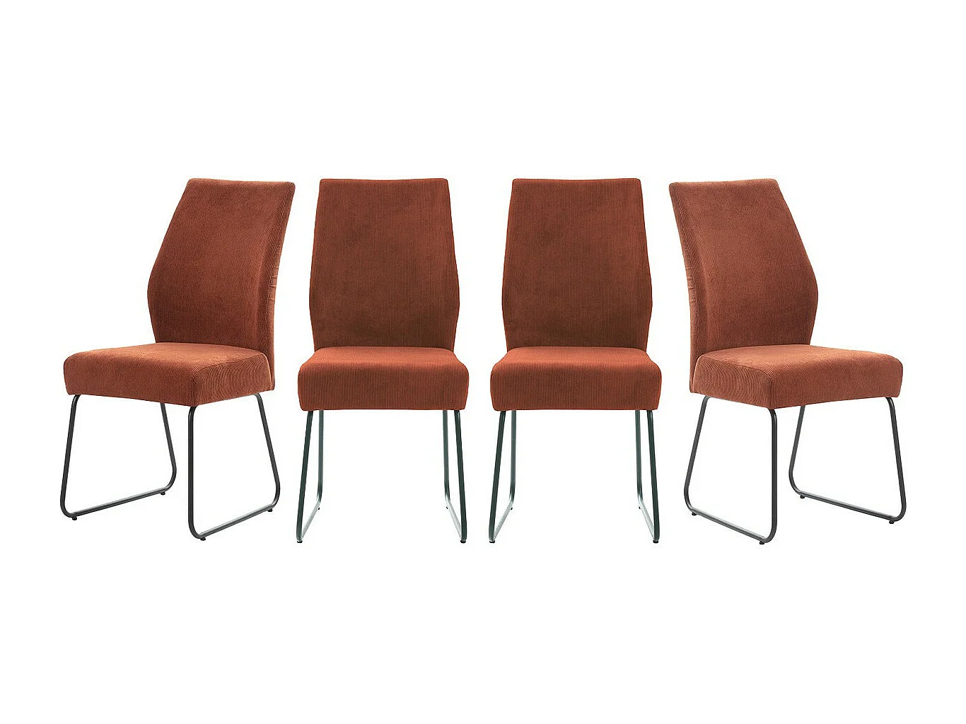 Lot de 4 chaises en velours côtelé rouille - Stuga