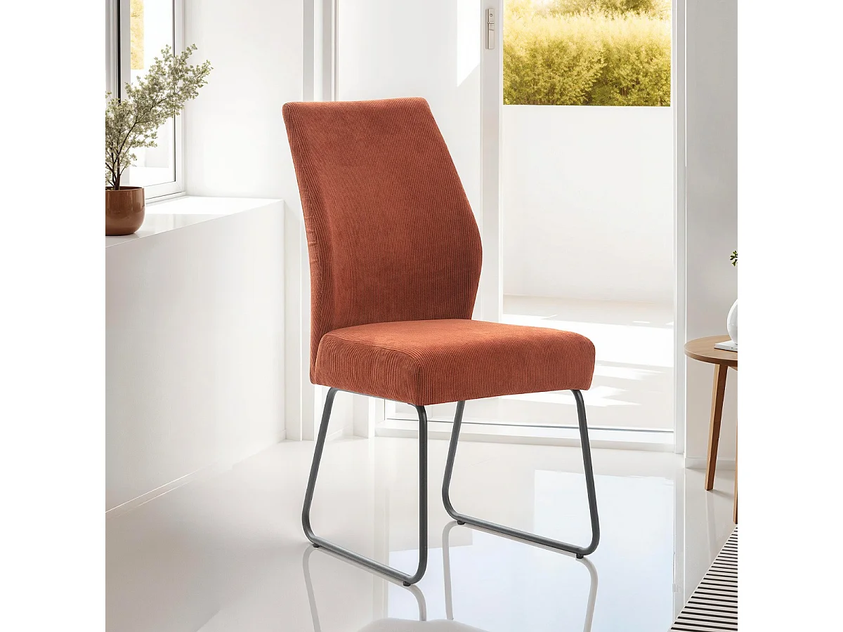 Lot de 4 chaises en velours côtelé rouille - Stuga