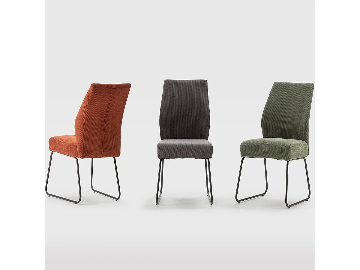 Lot de 4 chaises en velours côtelé rouille - Stuga