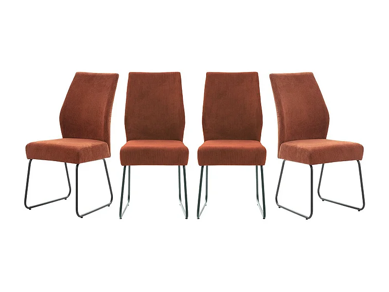 Lot de 4 chaises en velours côtelé rouille - Stuga