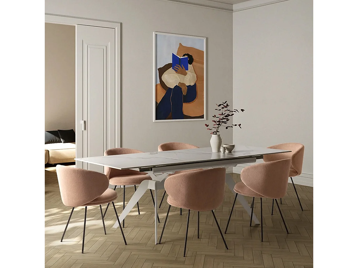 Lot de 2 chaises en tissu rose pâle - Cocoon