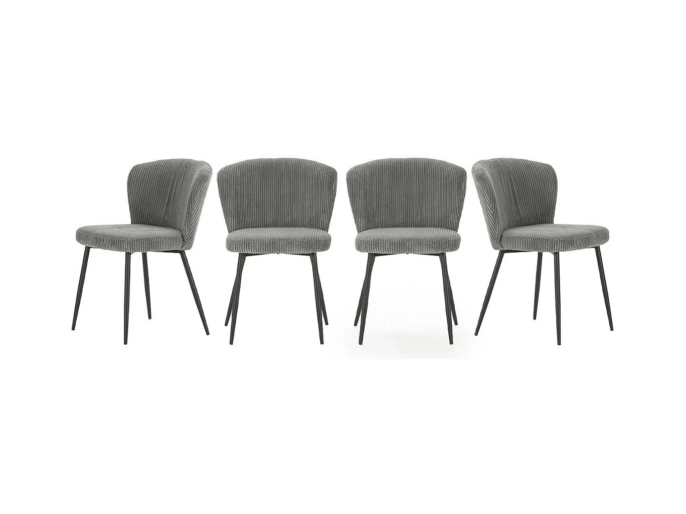 Lot de 4 chaises en velours côtelé gris - Klara