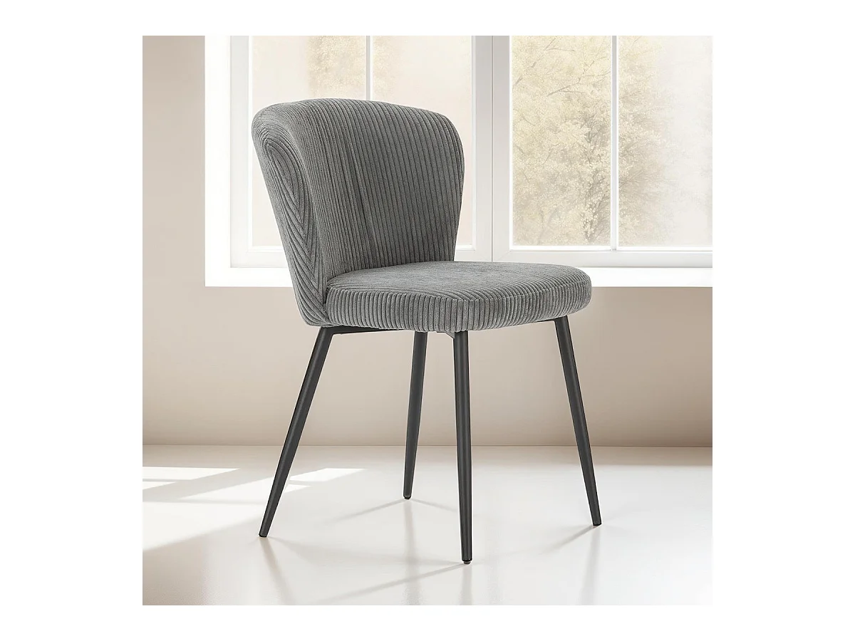 Lot de 4 chaises en velours côtelé gris - Klara