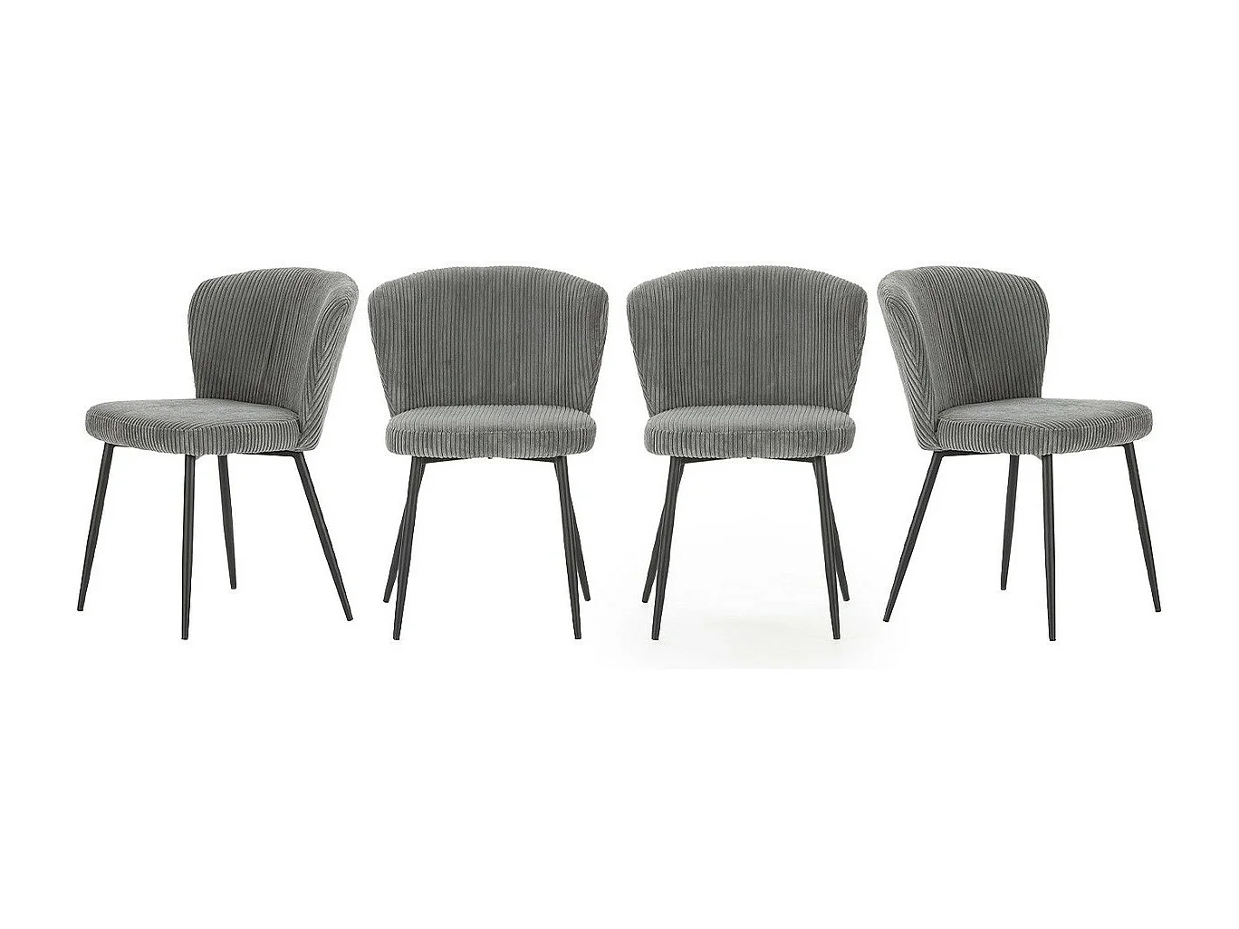 Lot de 4 chaises en velours côtelé gris - Klara