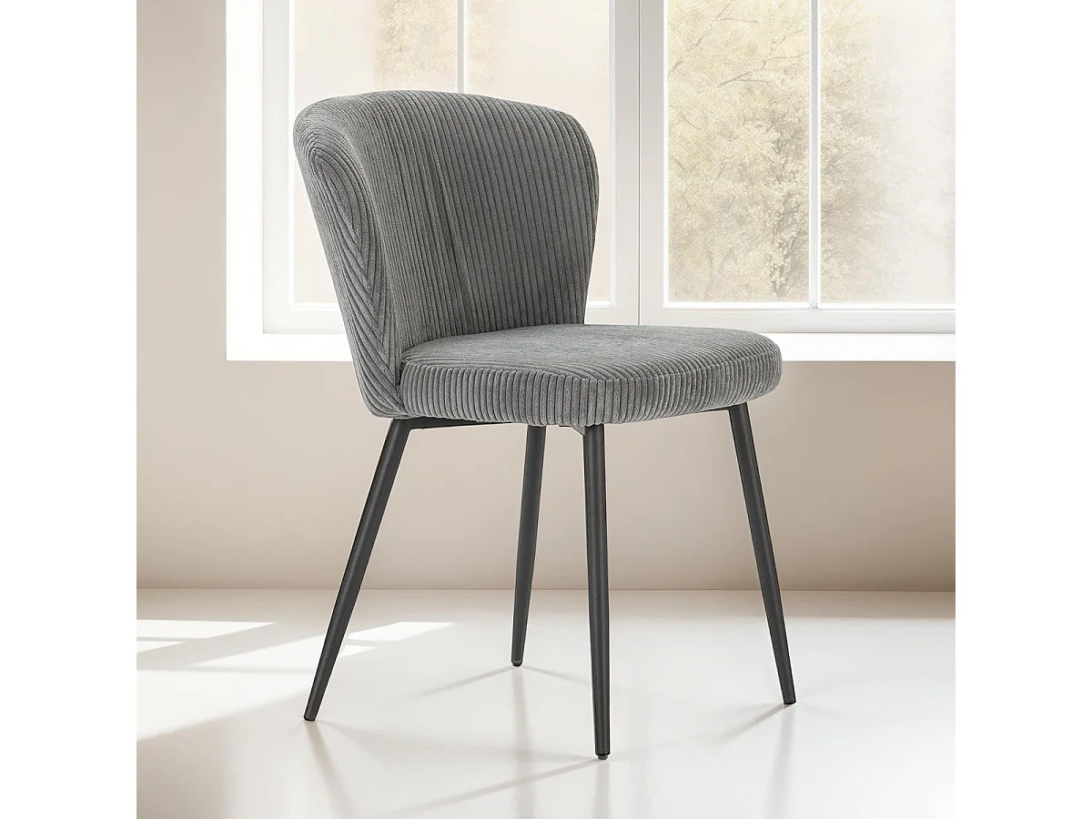 Lot de 4 chaises en velours côtelé gris - Klara