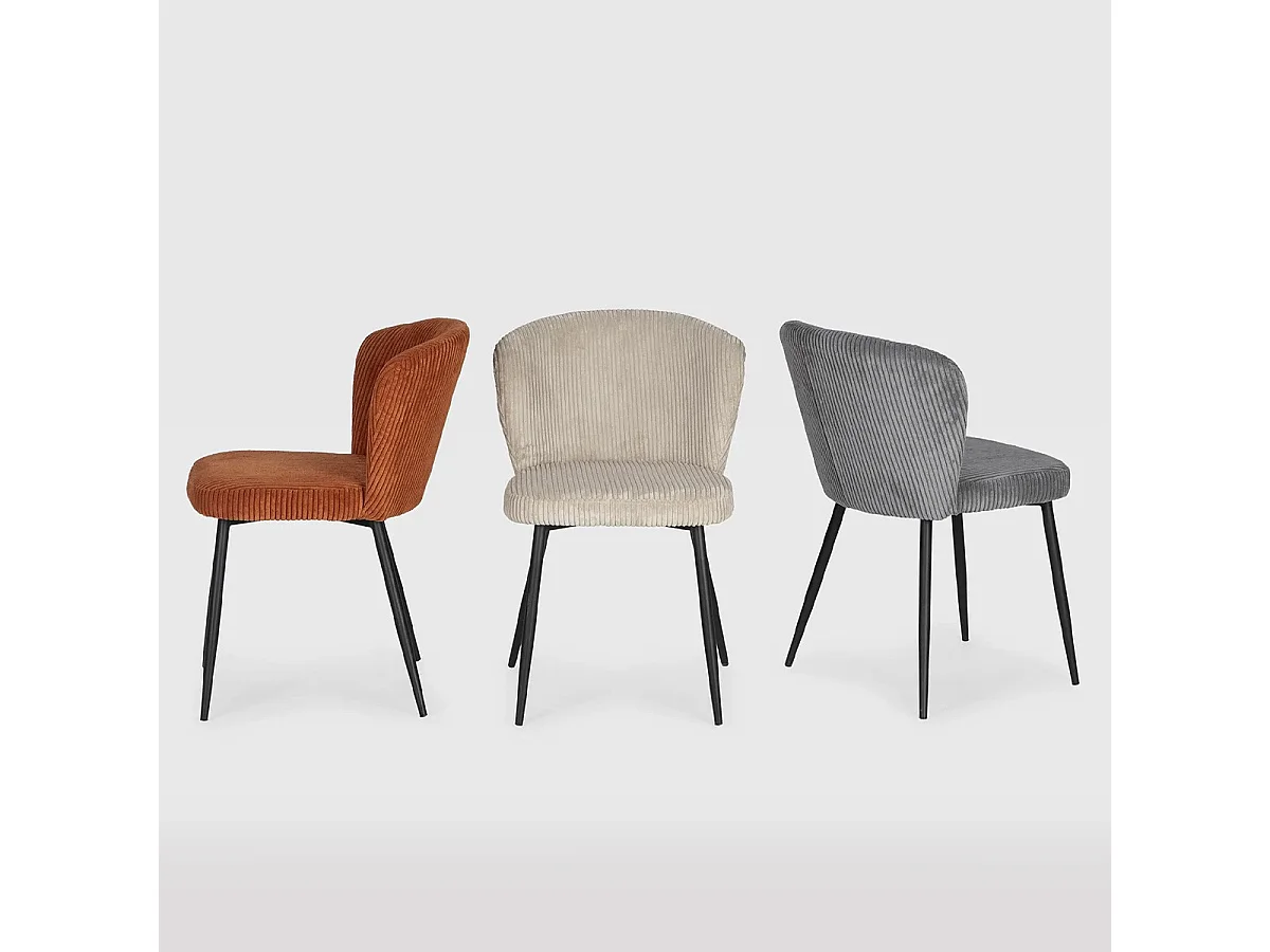 Lot de 4 chaises en velours côtelé gris - Klara
