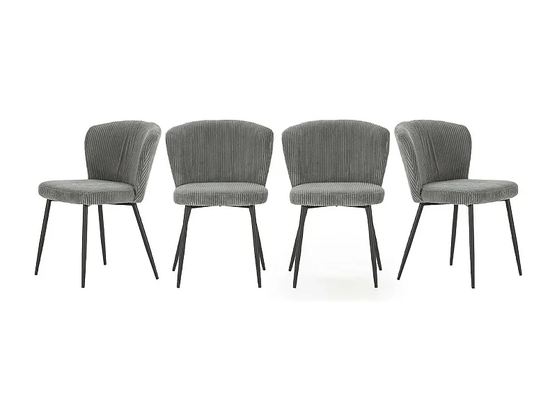 Lot de 4 chaises en velours côtelé gris - Klara