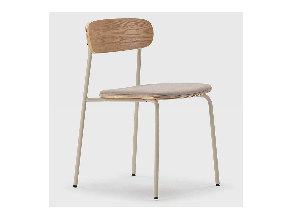 Lot de 2 chaises en tissu beige et effet bois - Svala