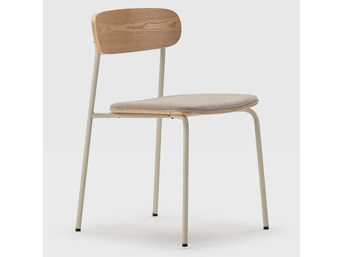 Lot de 2 chaises en tissu beige et effet bois - Svala