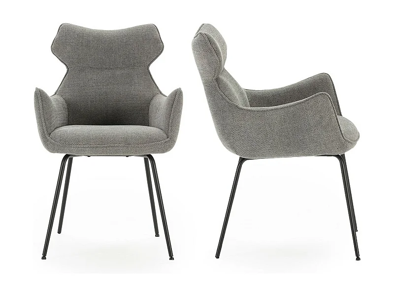 Lot de 2 fauteuils de table en tissu gris - Iconic