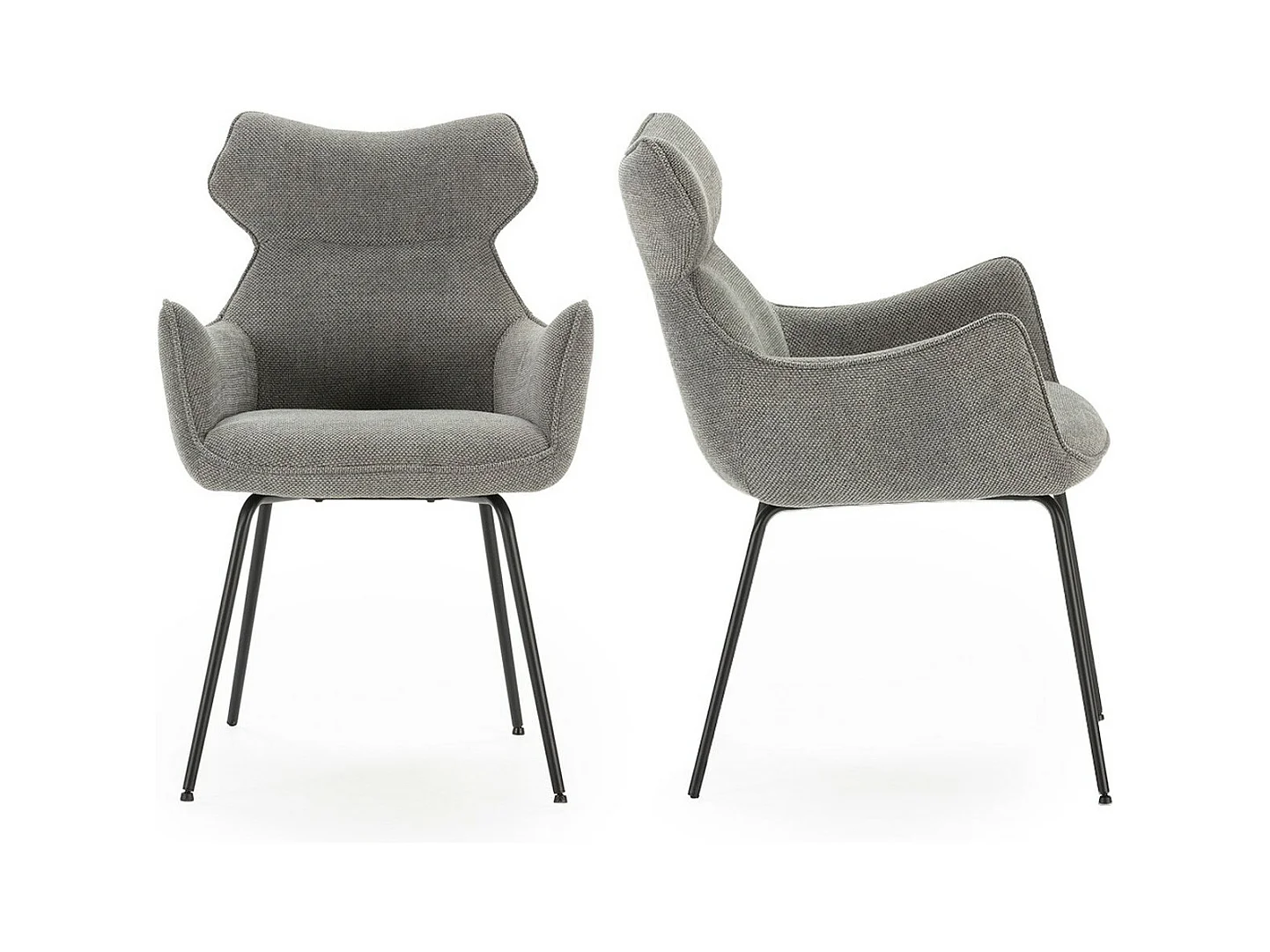 Lot de 2 fauteuils de table en tissu gris - Iconic
