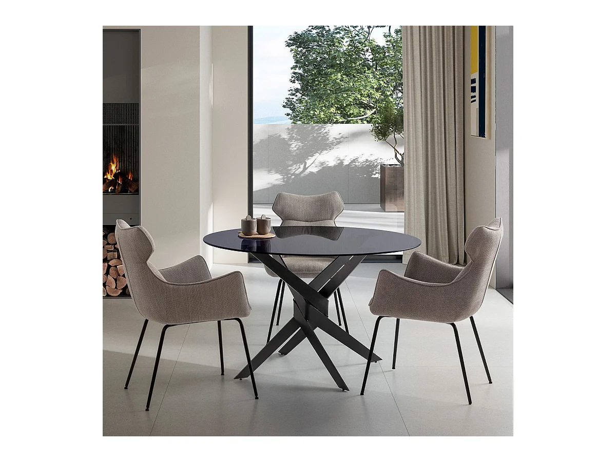 Lot de 2 fauteuils de table en tissu gris - Iconic