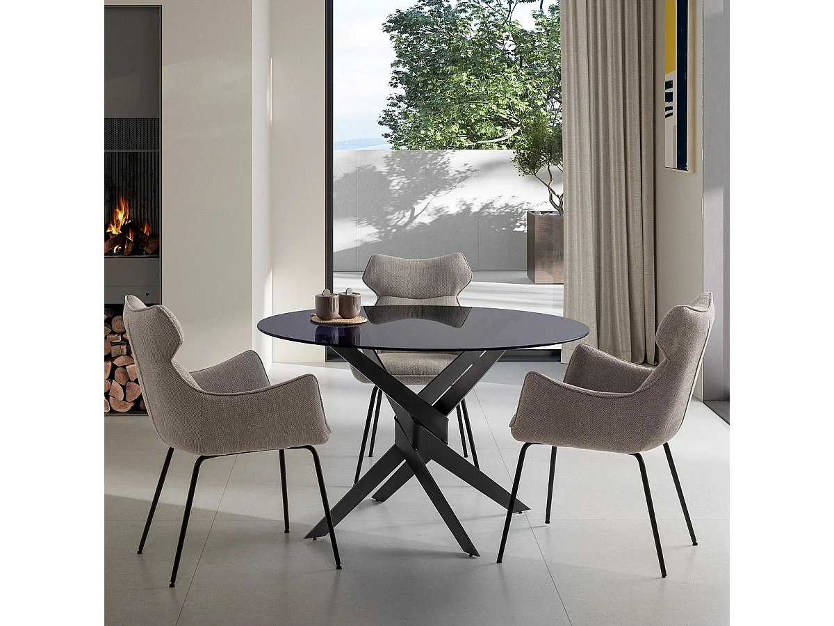 Lot de 2 fauteuils de table en tissu gris - Iconic