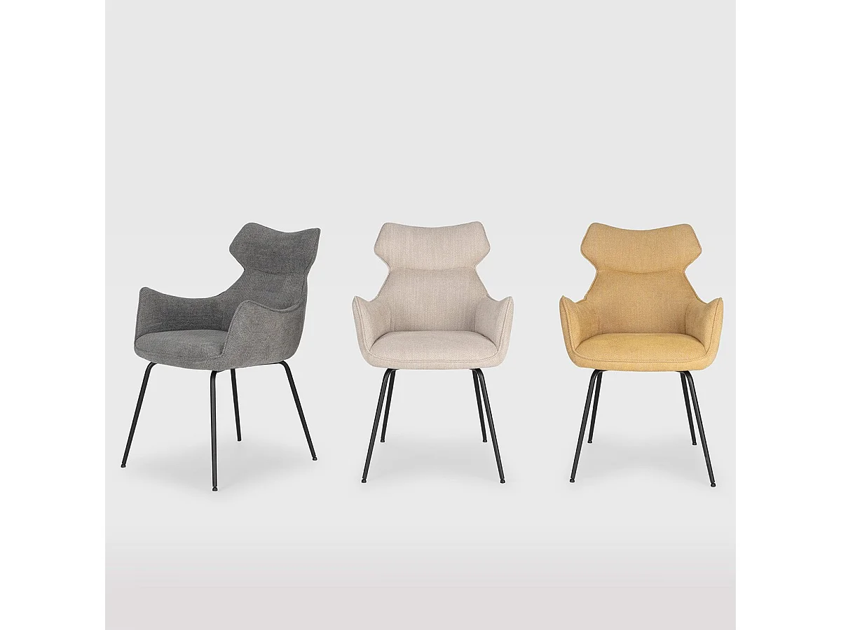 Lot de 2 fauteuils de table en tissu gris - Iconic