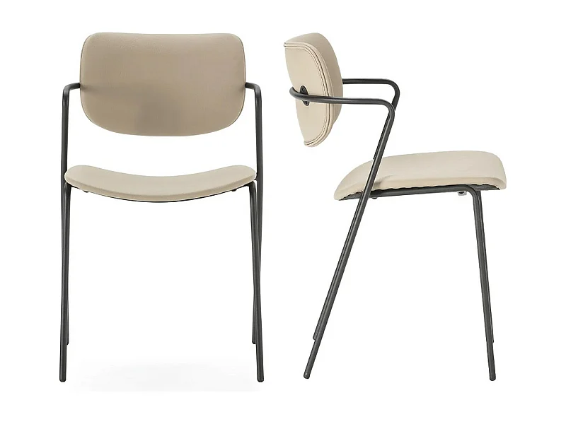 Lot de 2 chaises en simili taupe - Skandi