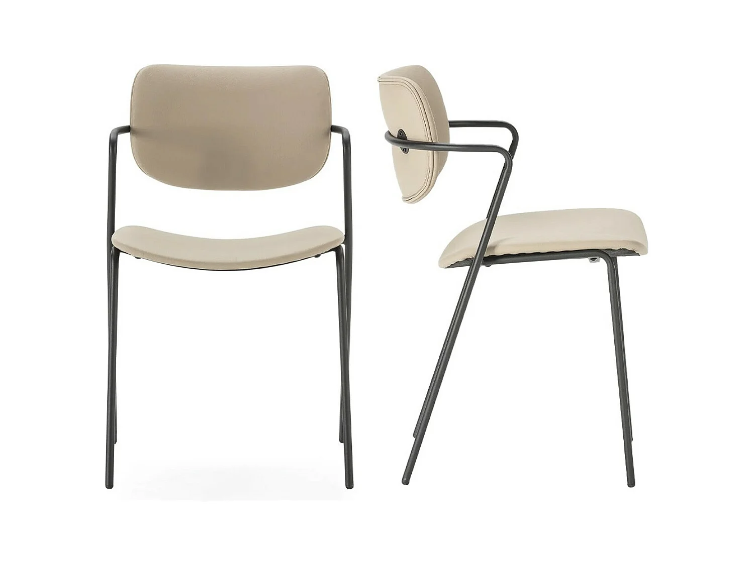Lot de 2 chaises en simili taupe - Skandi
