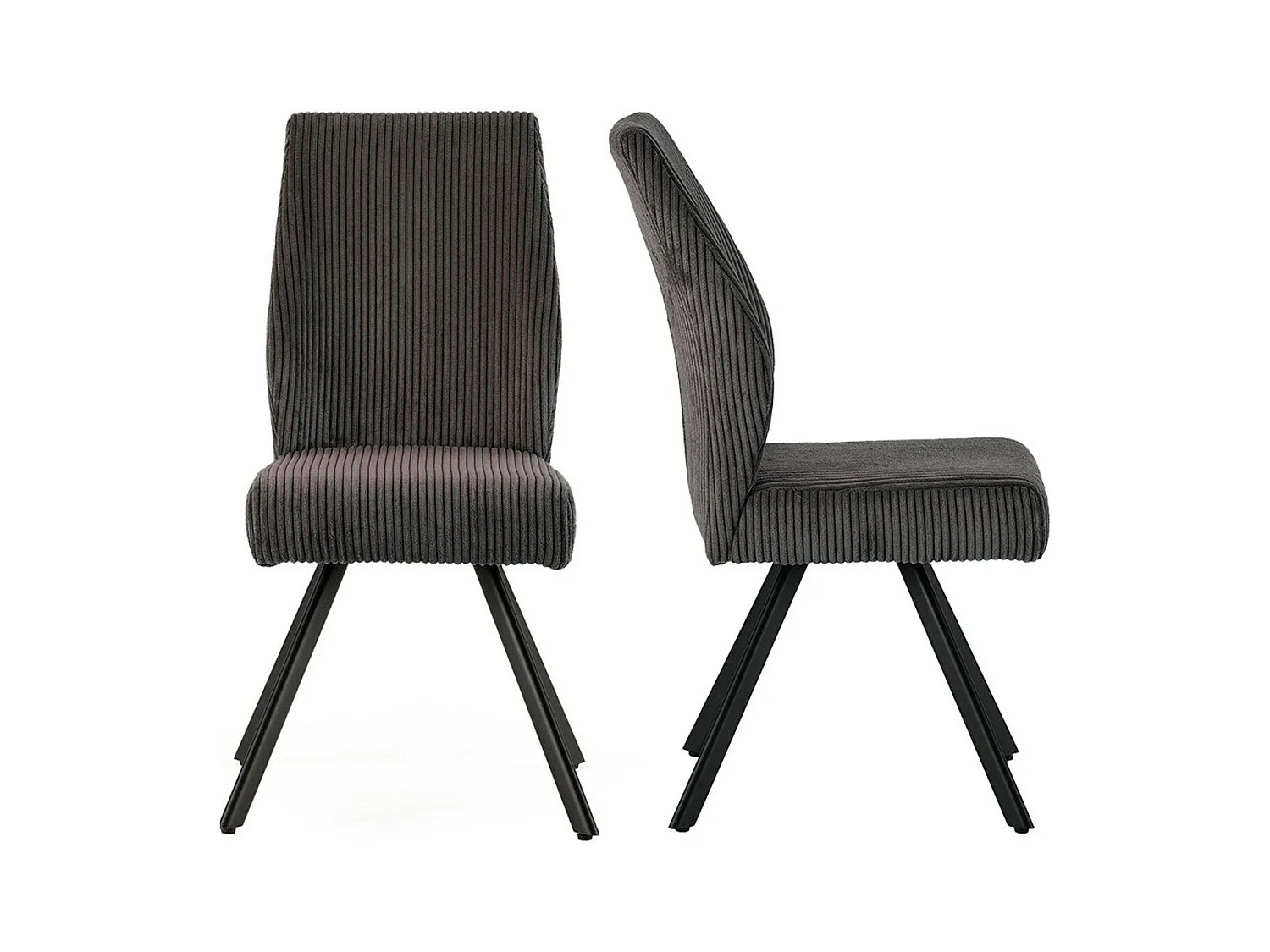 Lot de 2 chaises en velours côtelé gris foncé - Lagom