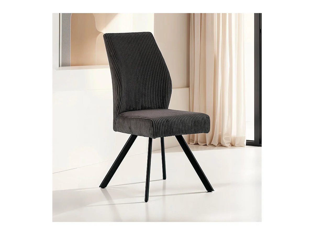 Lot de 2 chaises en velours côtelé gris foncé - Lagom