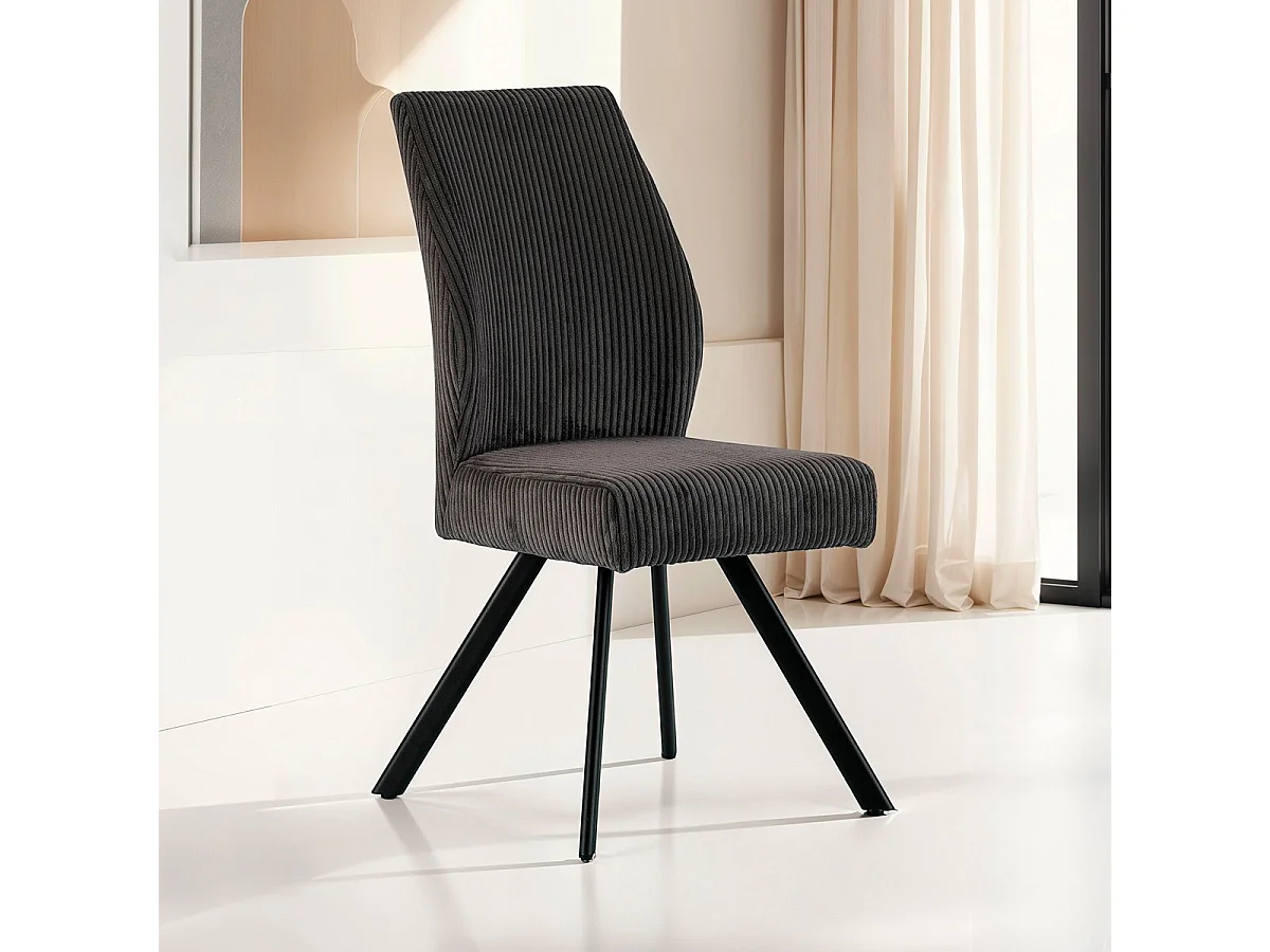 Lot de 2 chaises en velours côtelé gris foncé - Lagom