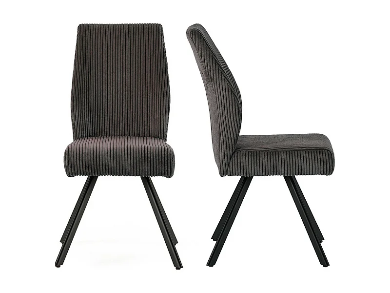 Lot de 2 chaises en velours côtelé gris foncé - Lagom