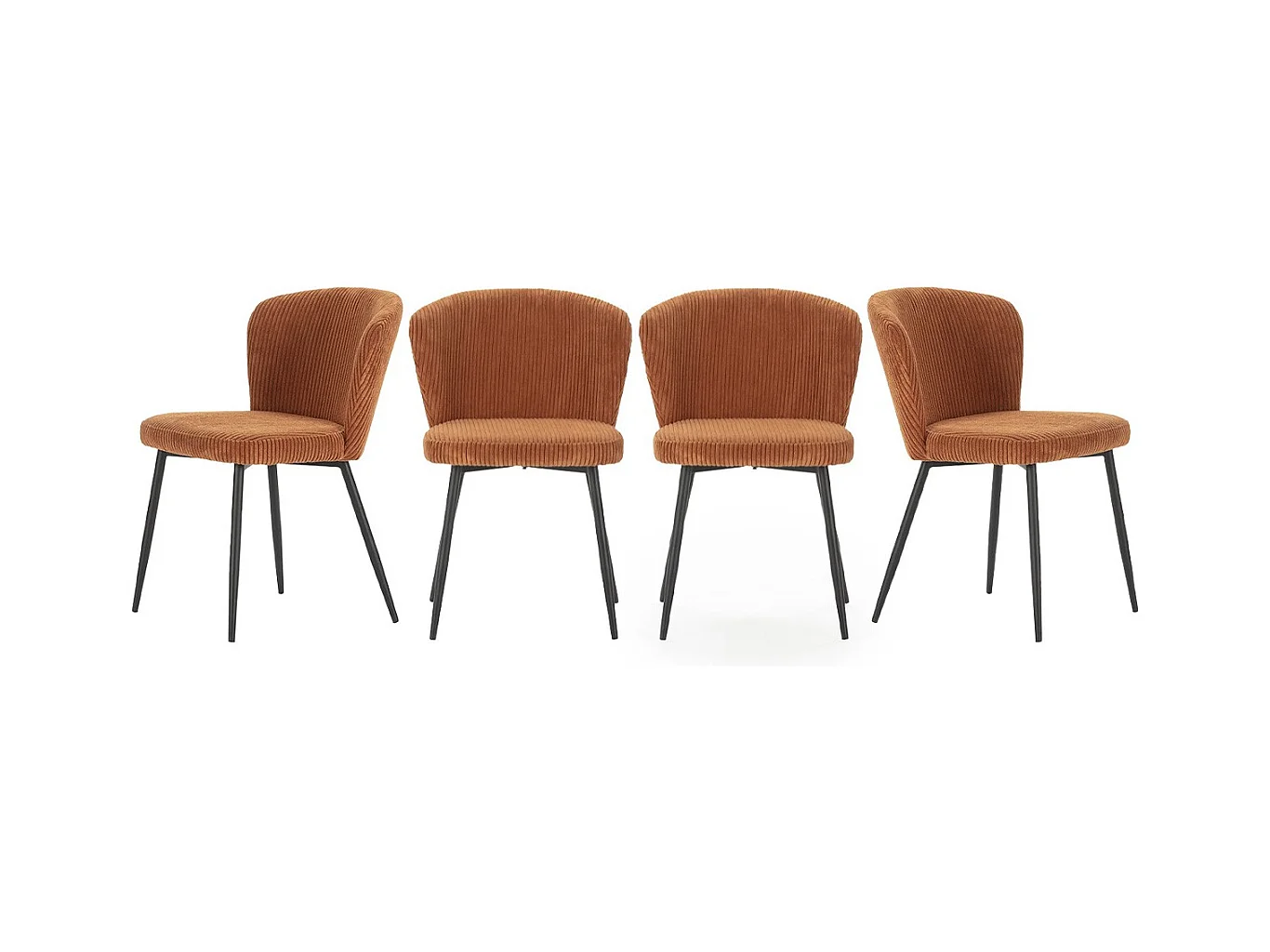 Lot de 4 chaises en velours côtelé rouille - Klara