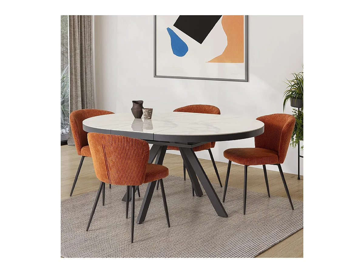 Lot de 4 chaises en velours côtelé rouille - Klara