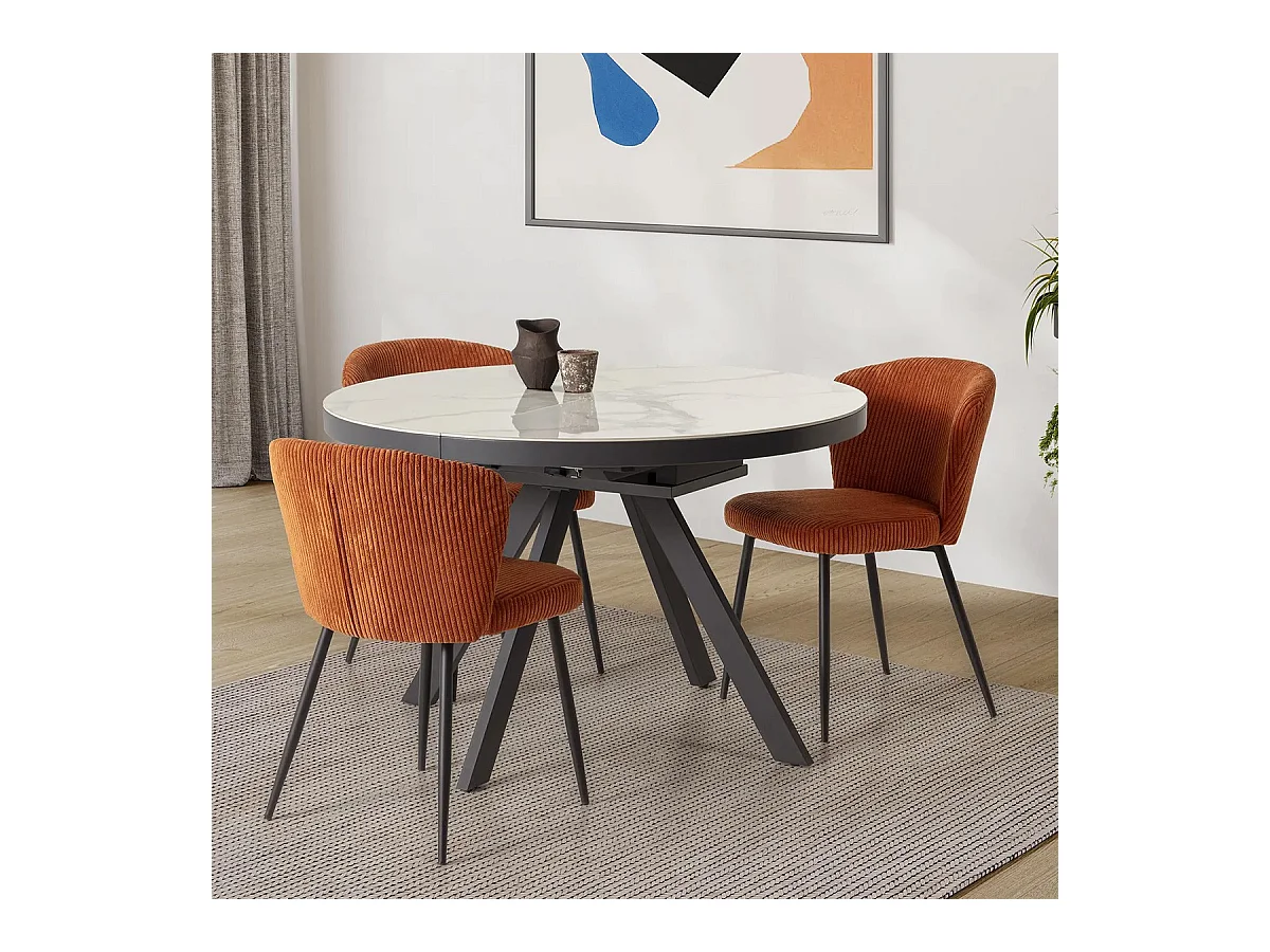 Lot de 4 chaises en velours côtelé rouille - Klara