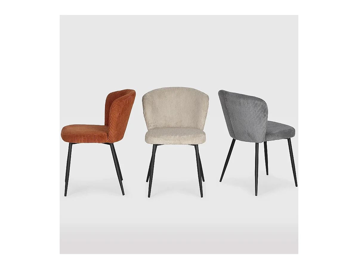 Lot de 4 chaises en velours côtelé rouille - Klara