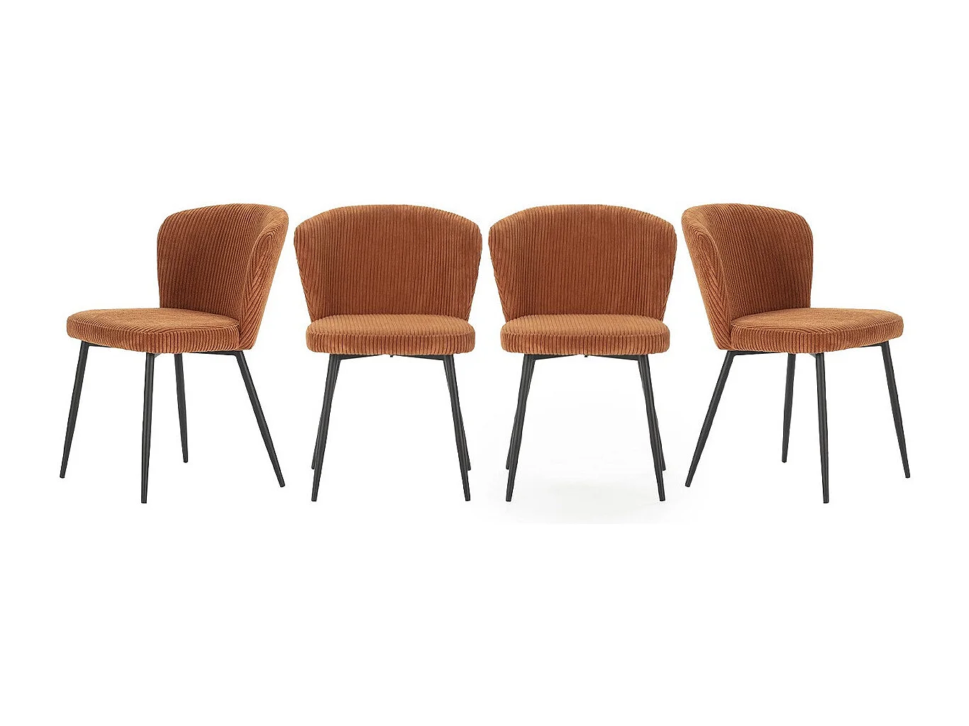 Lot de 4 chaises en velours côtelé rouille - Klara