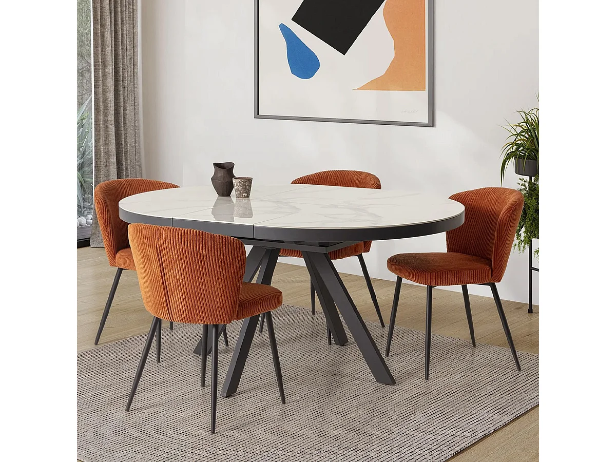 Lot de 4 chaises en velours côtelé rouille - Klara