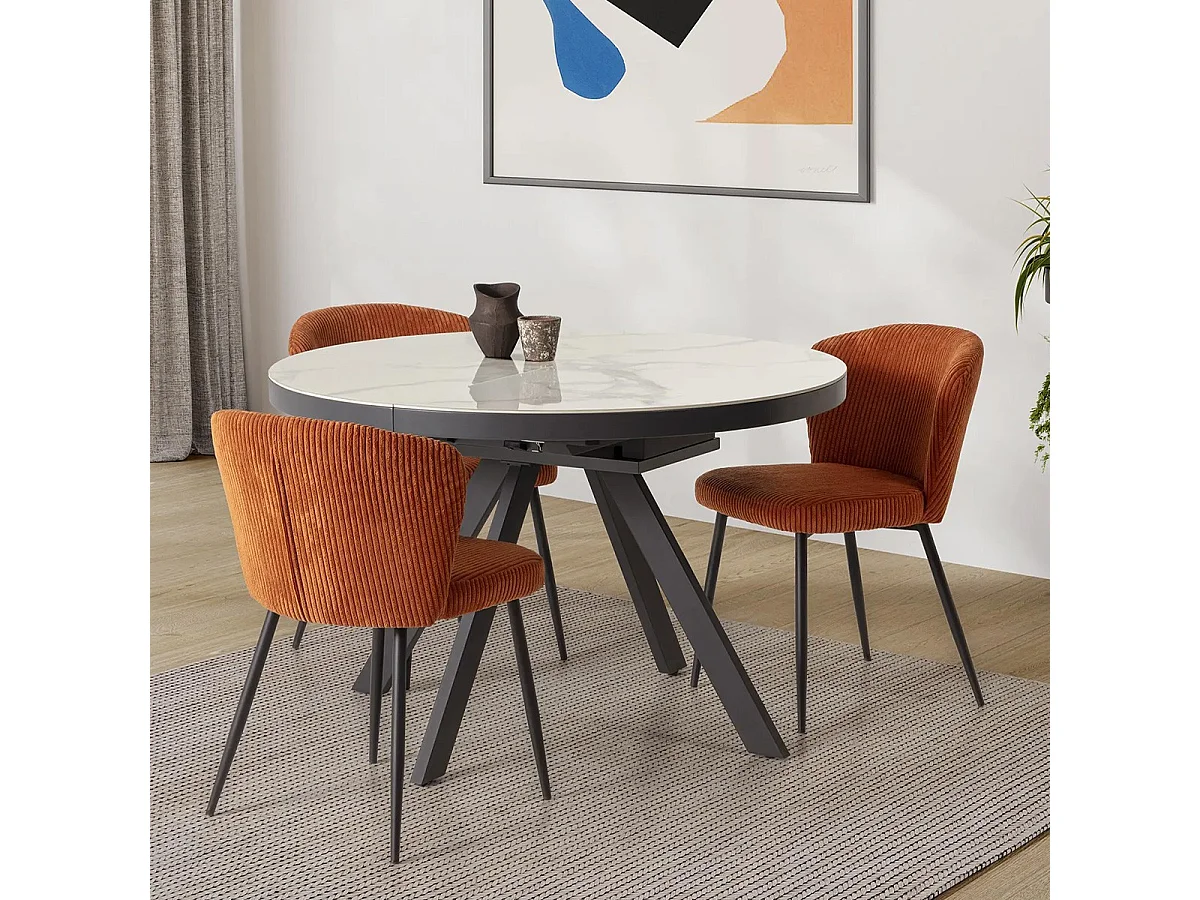 Lot de 4 chaises en velours côtelé rouille - Klara