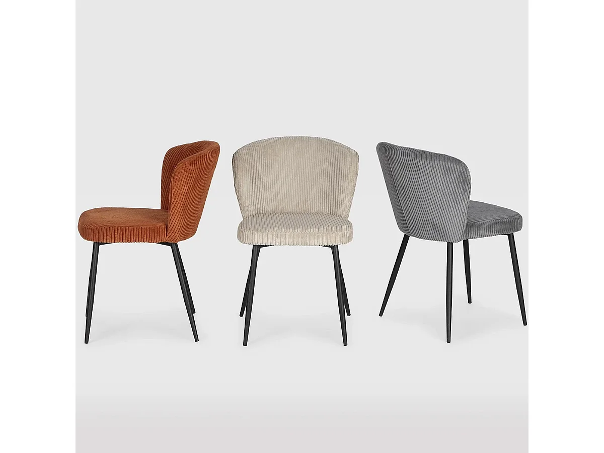 Lot de 4 chaises en velours côtelé rouille - Klara