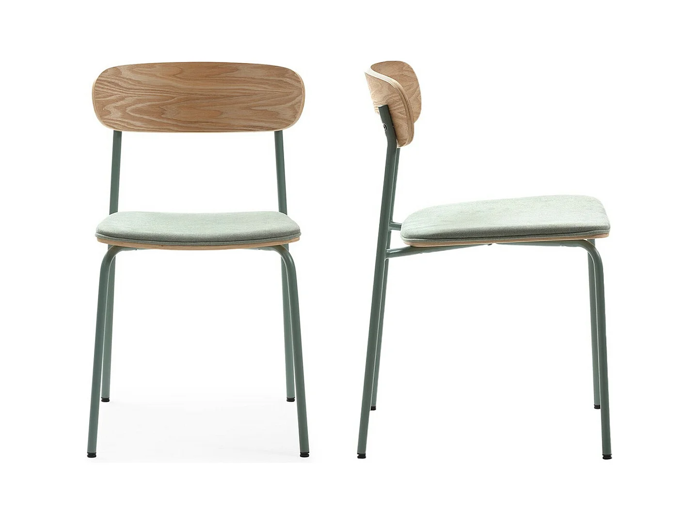 Lot de 2 chaises en tissu aigue-marine et effet bois - Svala