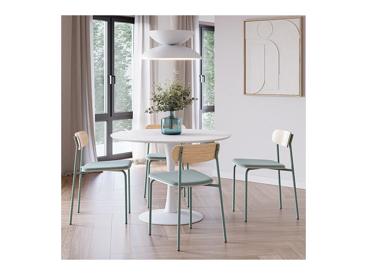 Lot de 2 chaises en tissu aigue-marine et effet bois - Svala