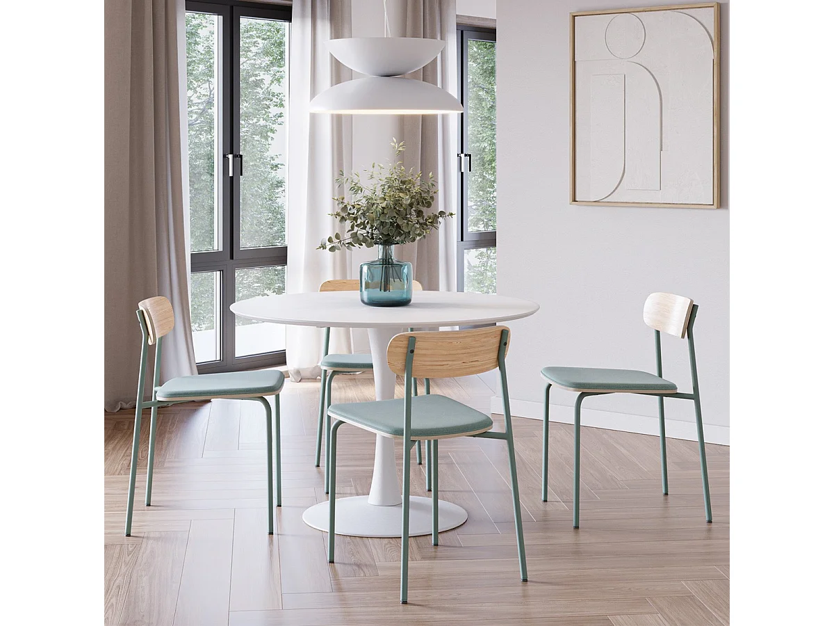 Lot de 2 chaises en tissu aigue-marine et effet bois - Svala