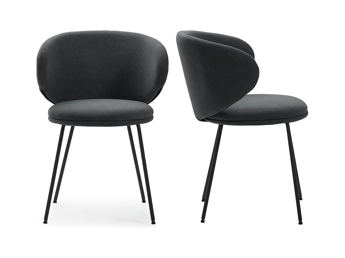 Lot de 2 chaises en tissu gris foncé - Cocoon