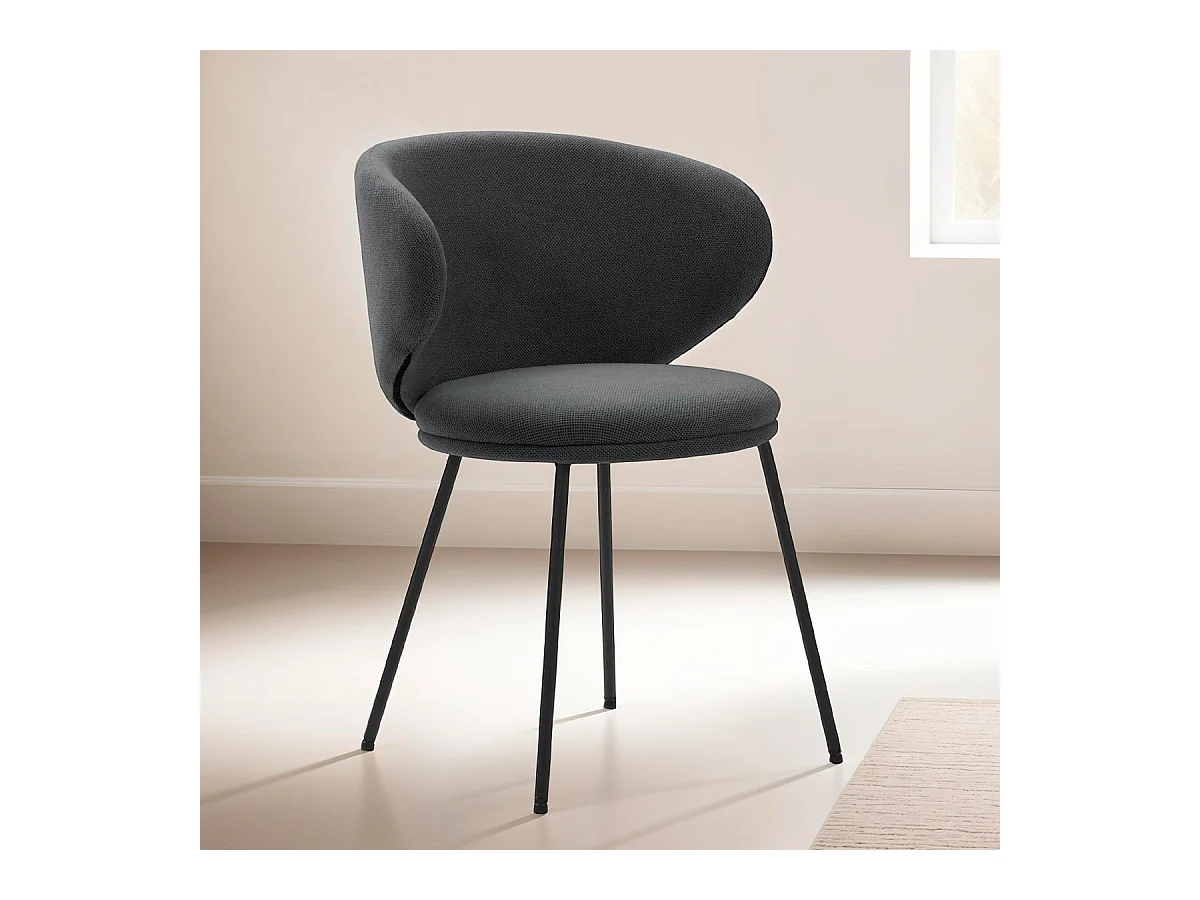 Lot de 2 chaises en tissu gris foncé - Cocoon