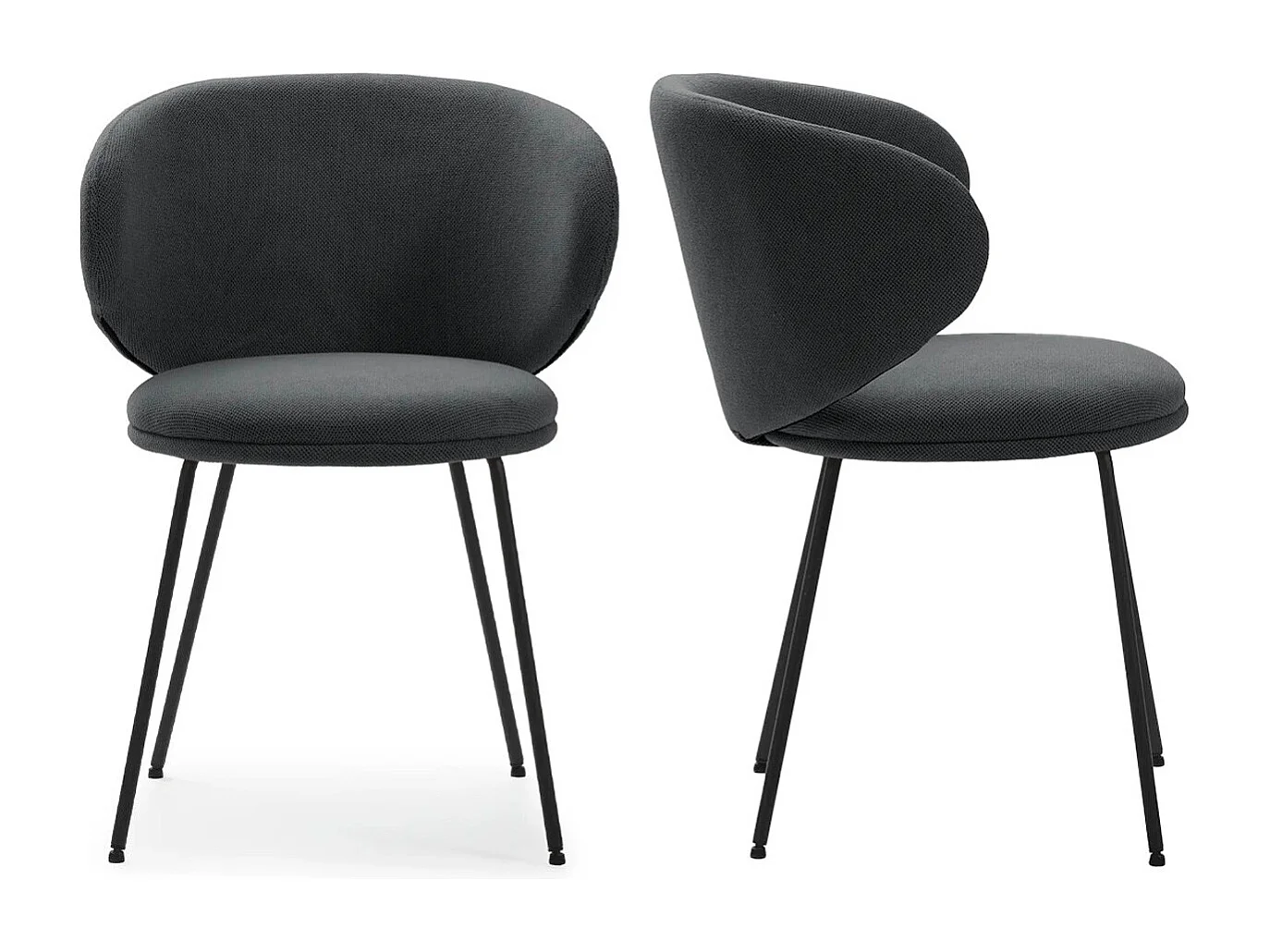 Lot de 2 chaises en tissu gris foncé - Cocoon