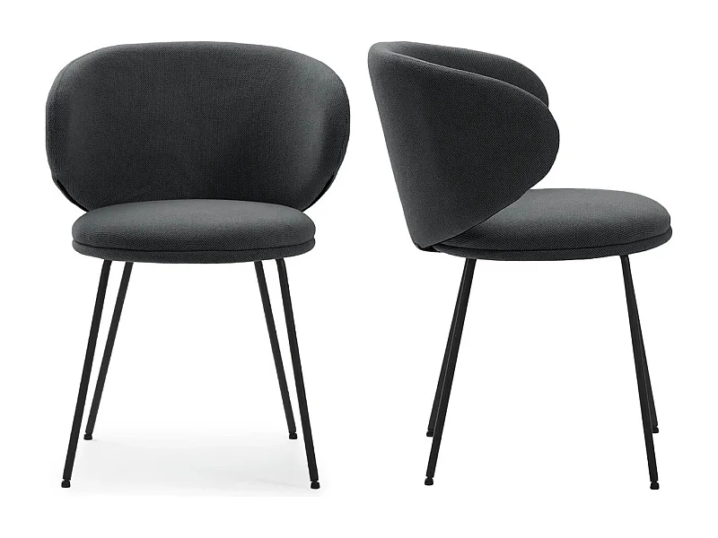 Lot de 2 chaises en tissu gris foncé - Cocoon