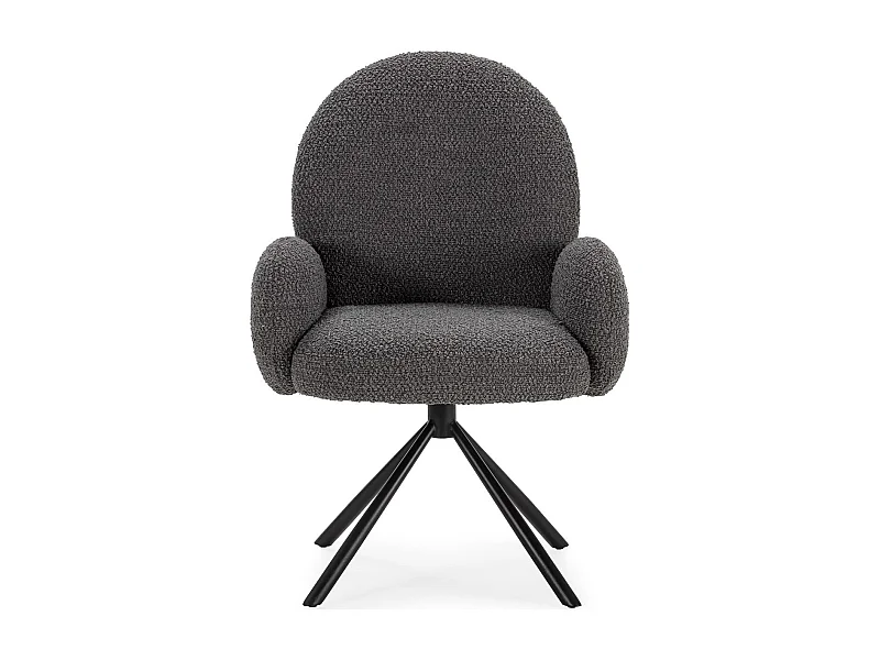 Fauteuil de table pivotant en tissu bouclé gris foncé - Opaline